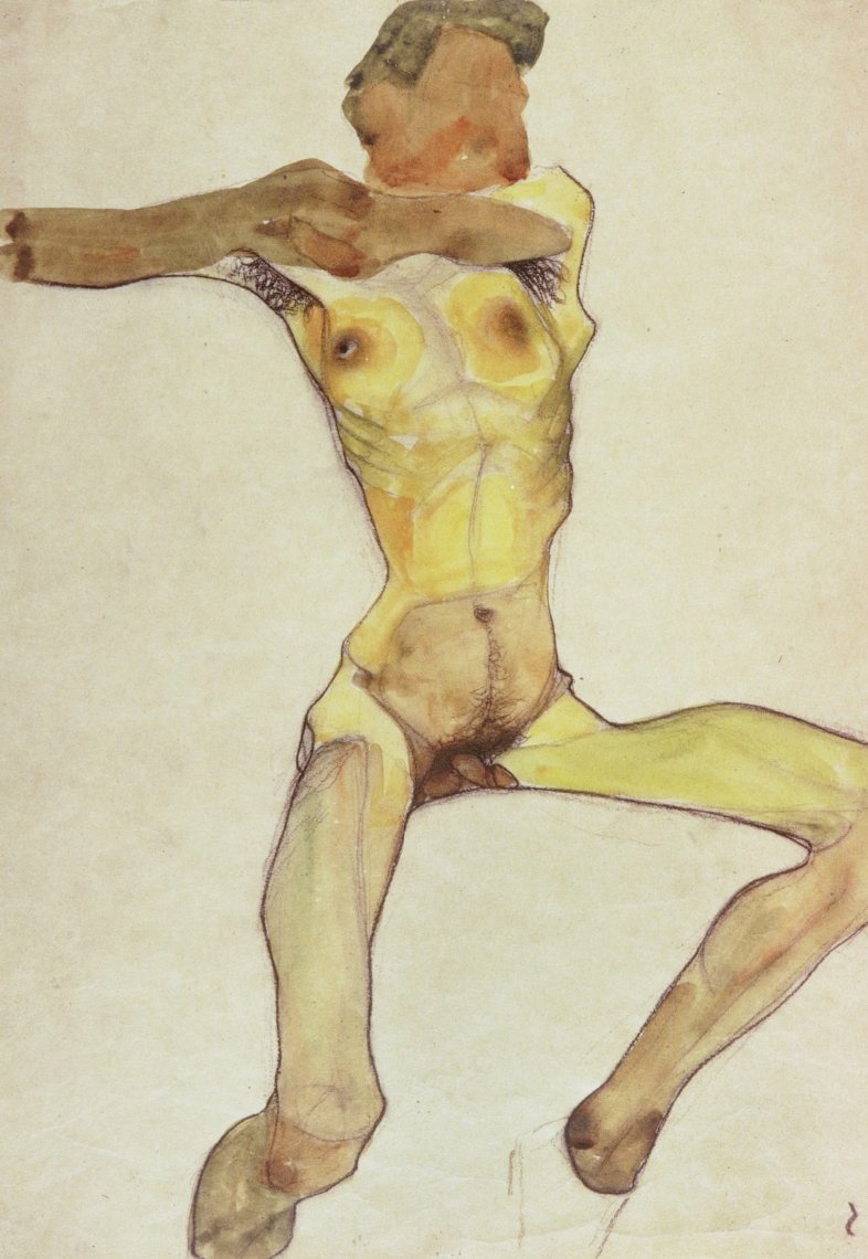 Male nude, yellow