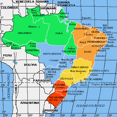 Map, provinces of Brazil
