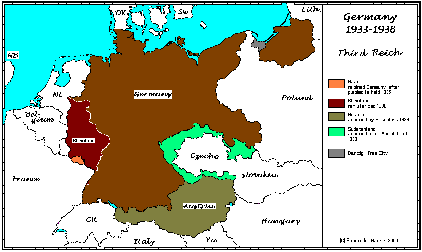 Map of Germany, 1933-1938 borders
