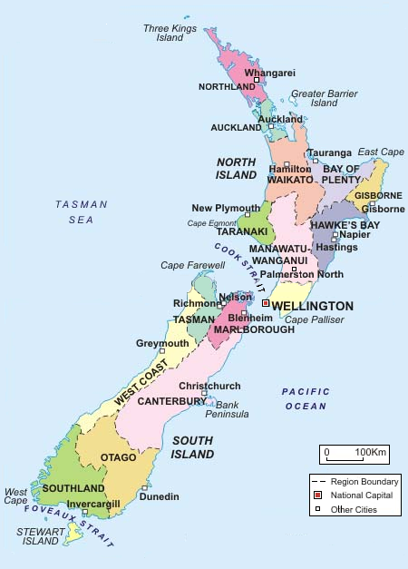 Map of New Zealand - Political