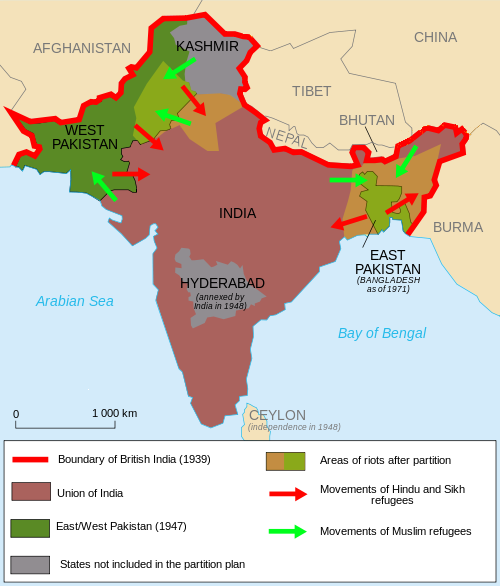 Map, Partition of India